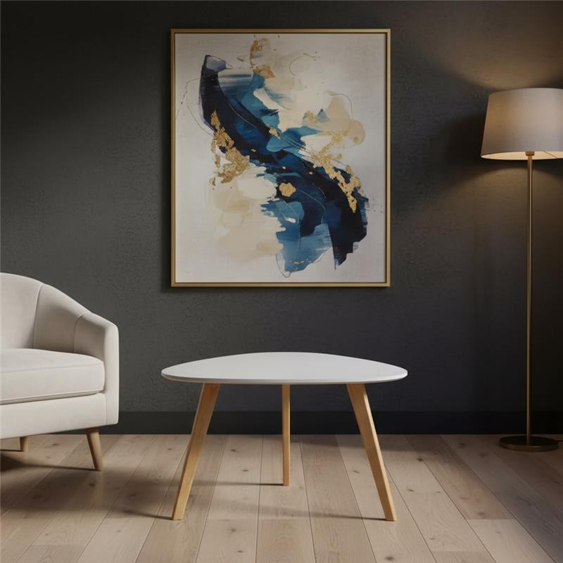 Minado Triangle Shaped Coffee Table White with Wooden Legs