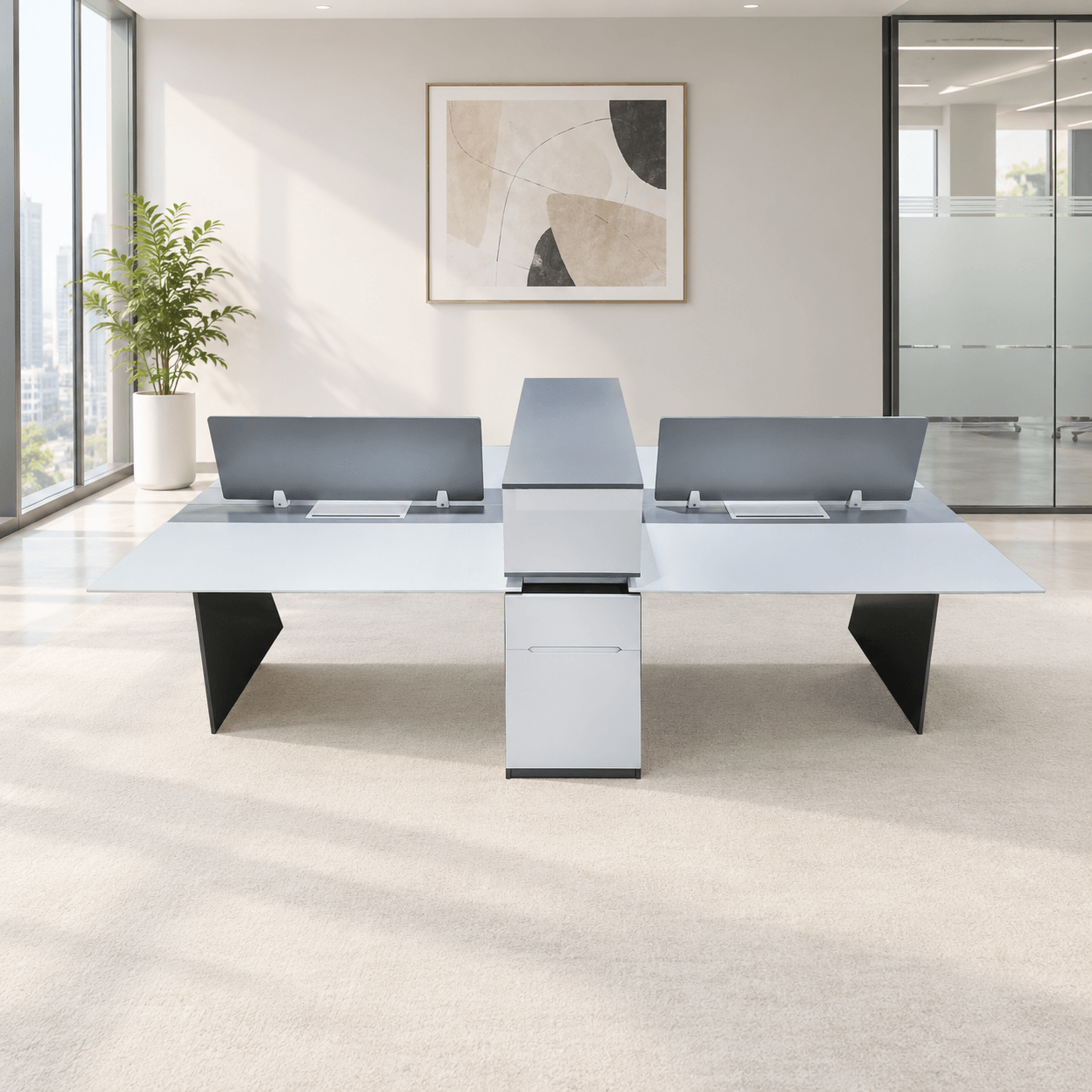 Begon Modern 4-Person Office Workstation