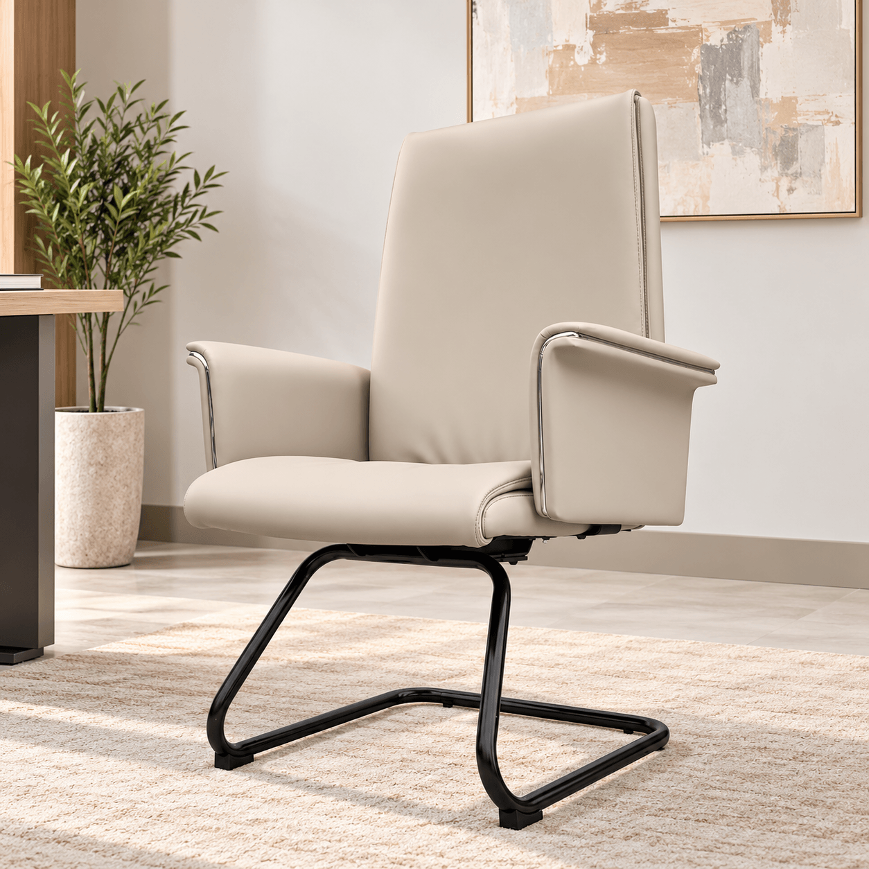 Fizart Office Visitor Chair, Cream color