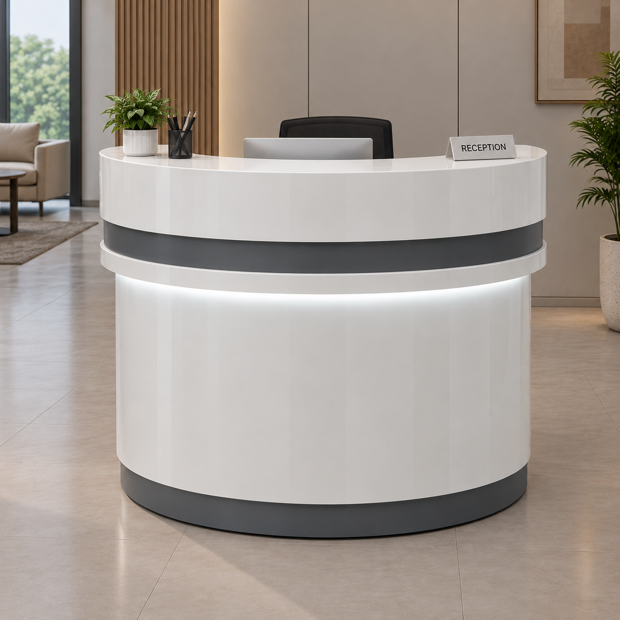 Dewi Modern Reception Desk, Curved