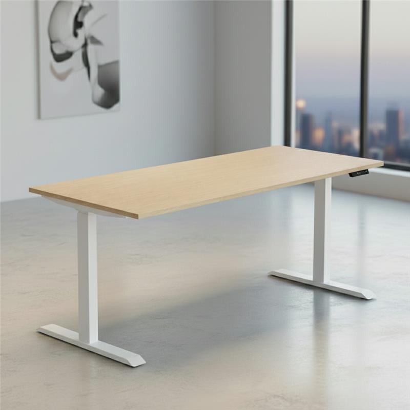 Bugal Pro Series Dual Motor Height Adjustable Table (Beige + White)