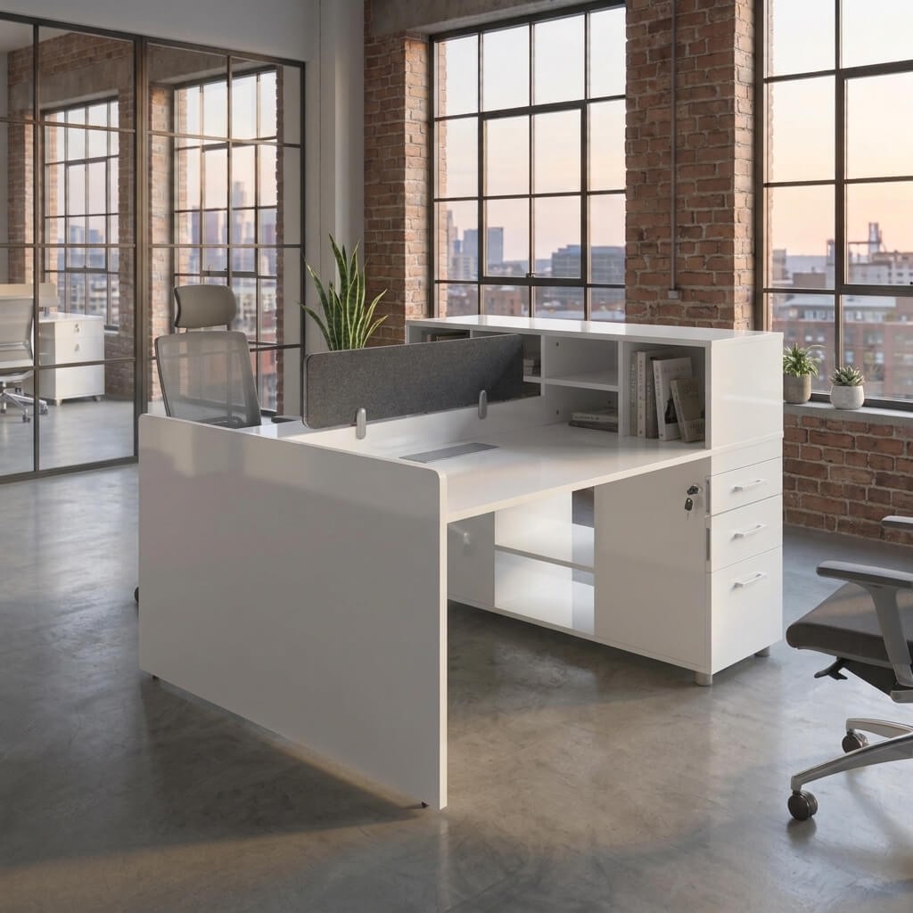 Meca Office Work Station-White Color