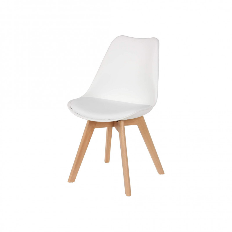 Nimtoon Dining Chair White with Wooden Legs
