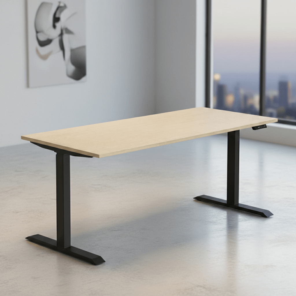 Bugal Pro Series Dual Motor Electric Standing Desk Adjustable (Beige + Black)