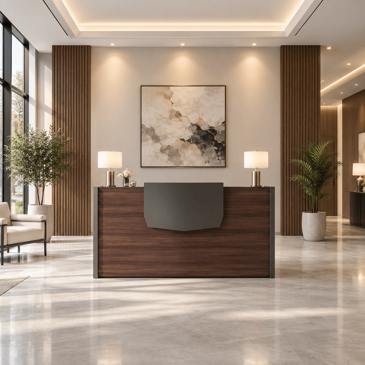 Bault Reception Table, Brown Color