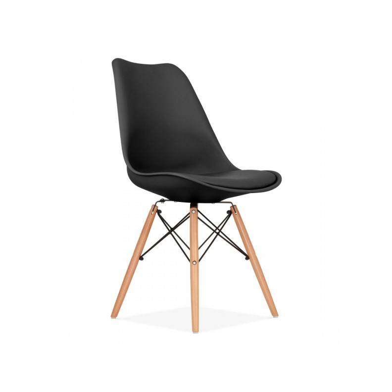 Softoon Dining Chair Black with Wooden Legs