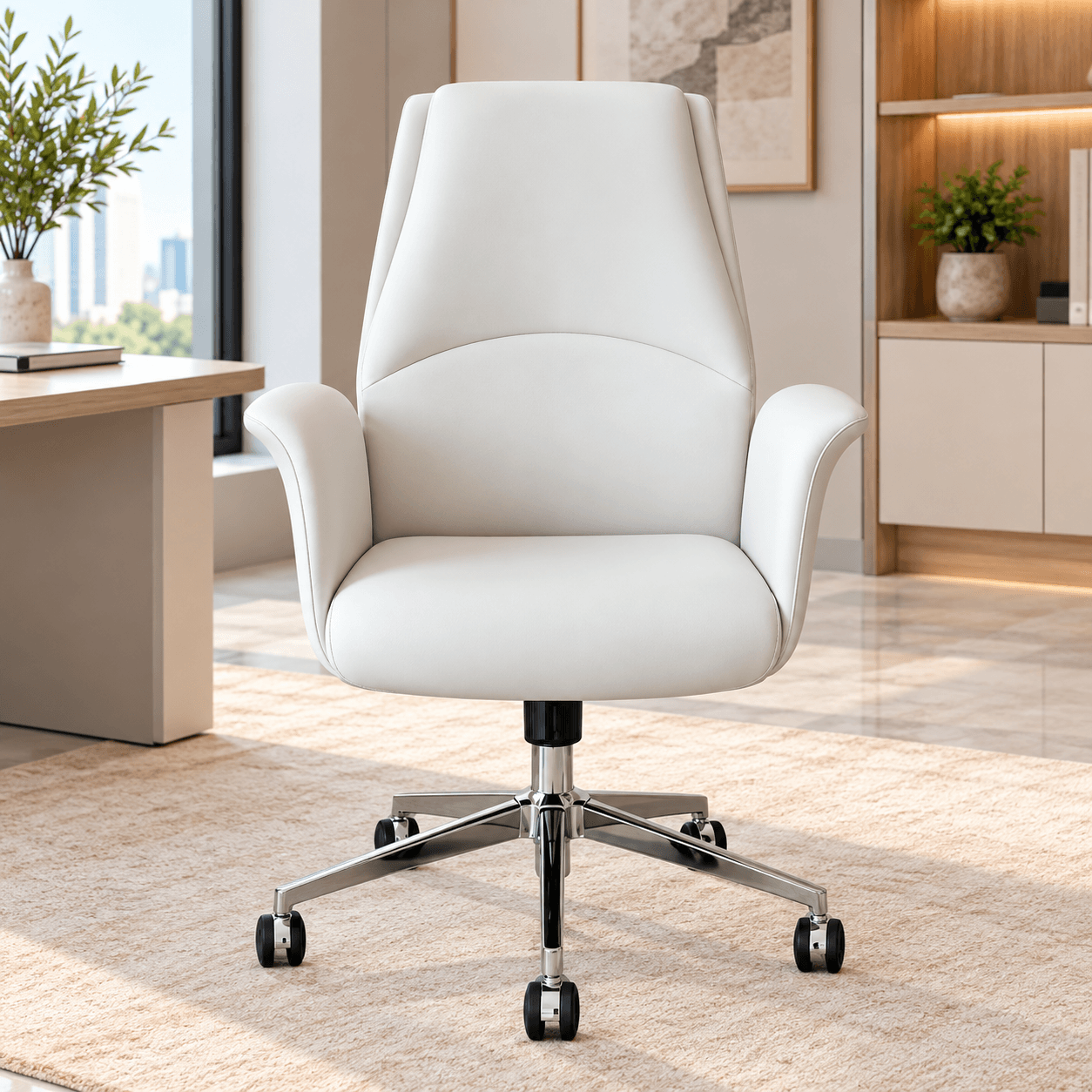 Bambi Low Back Executive Office Chair with Warm Interior, White color