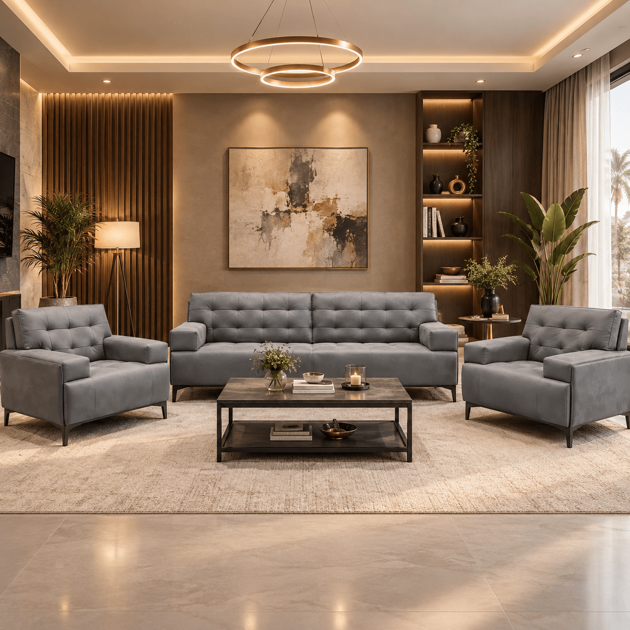 Sitaf Genuine Leather Office Sofa Set