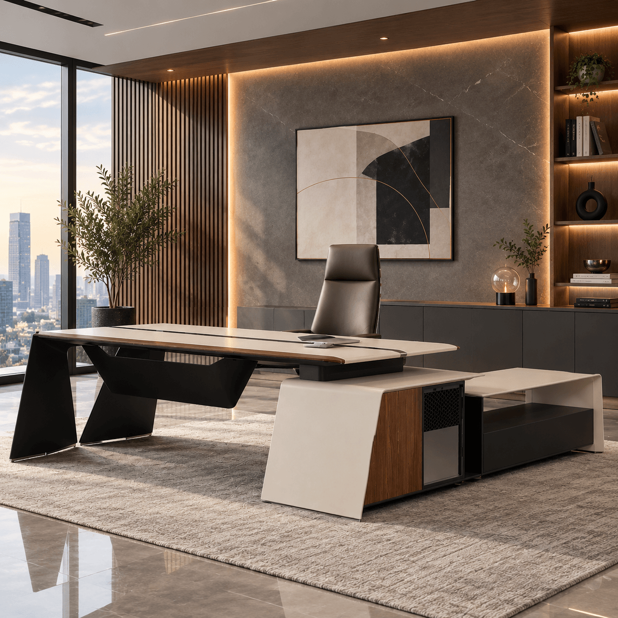 Herof Luxury Executive Office Desk with Side Cabinet