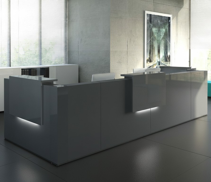 Venth Blimo Wooden Modern Reception Desk (Black)