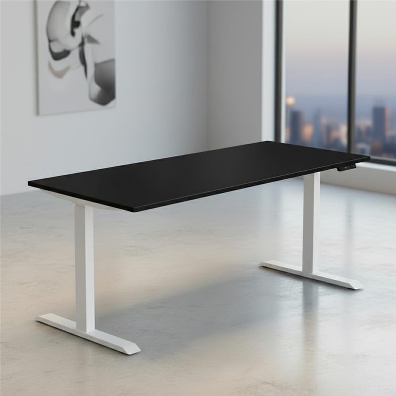 Bugal Pro Series Dual Motor Electric Height Adjustable Sit Stand Table (Black + White)