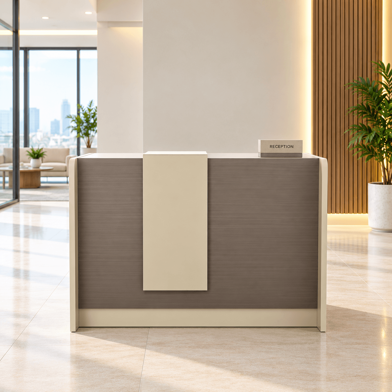 Fizart Reception Desk with Front Modesty Panel, Office Reception Counter