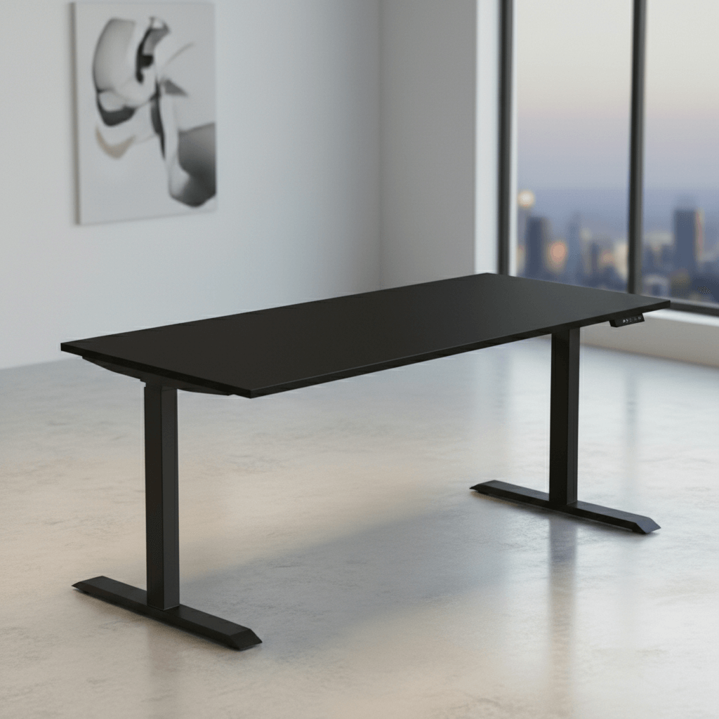 Bugal Pro Series Dual Motor Electric Height Adjustable Sit Stand Desks (Black + Black)