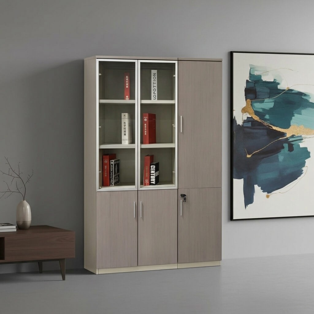 Slurq Executive Office Storage Cabinet with LED Shelving