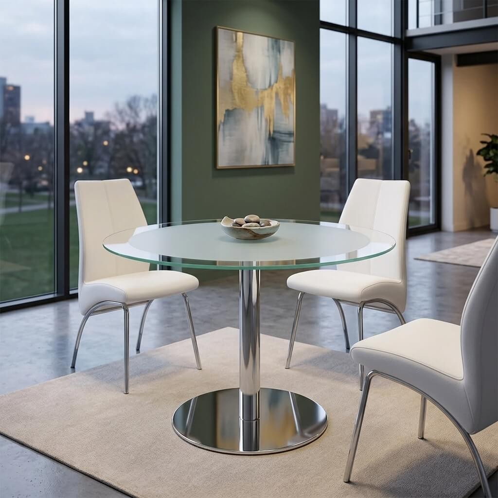 Becan Round Meeting Table Glass Grey Color