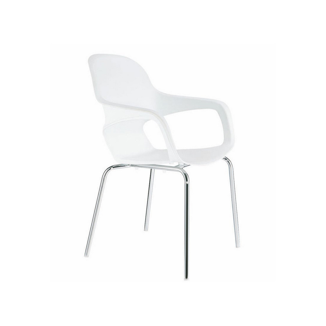 Beam Dining Chair White with Chrome Legs